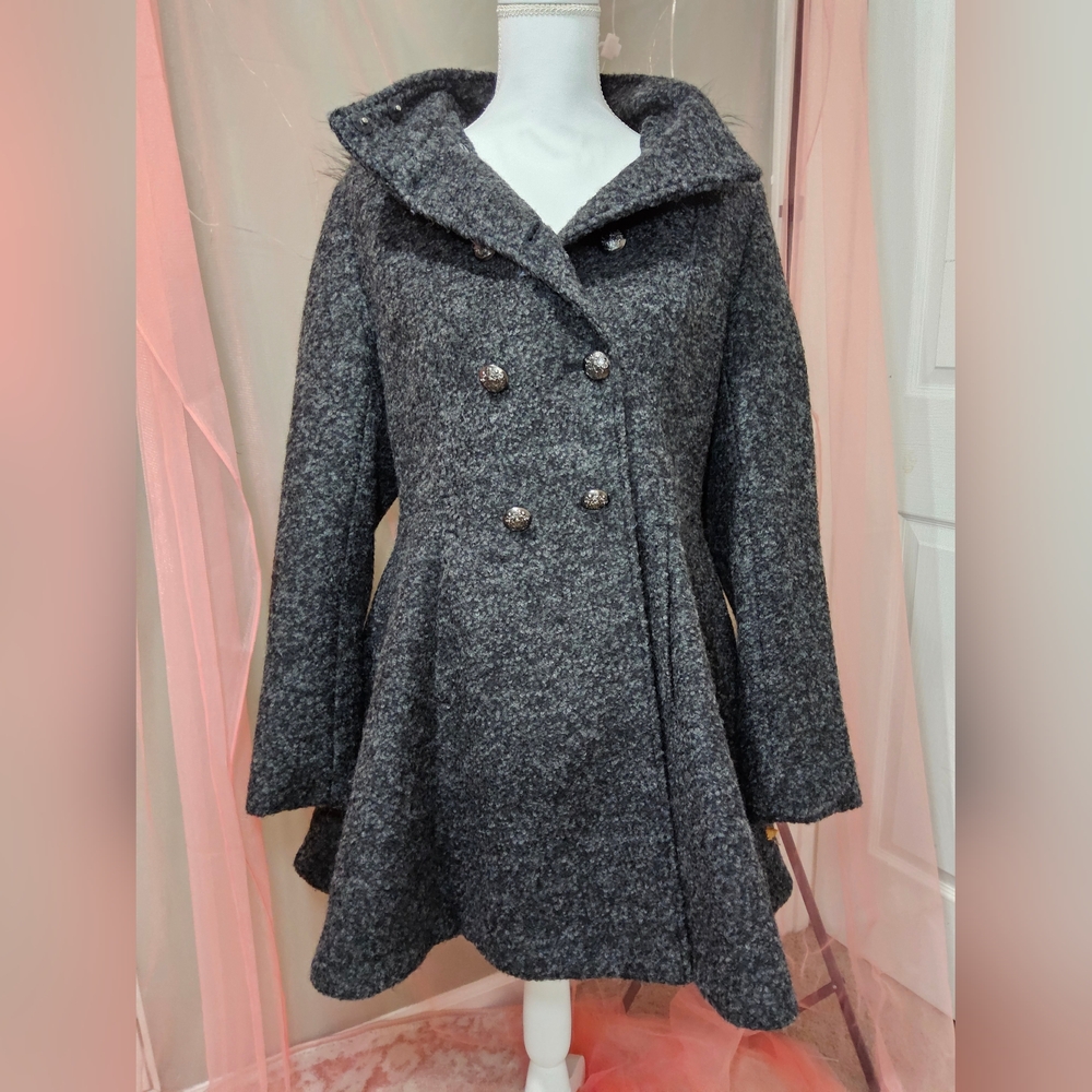 Liz Claiborne Charcoal Double-Breasted Pea Coat